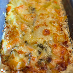 Kohlrabi-Kartoffelgratin in der Form